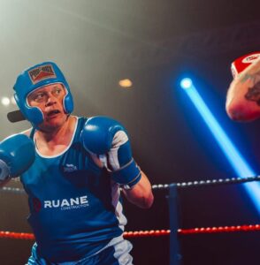 Kerrie's joy: her partner Karl boxing in the ring.
